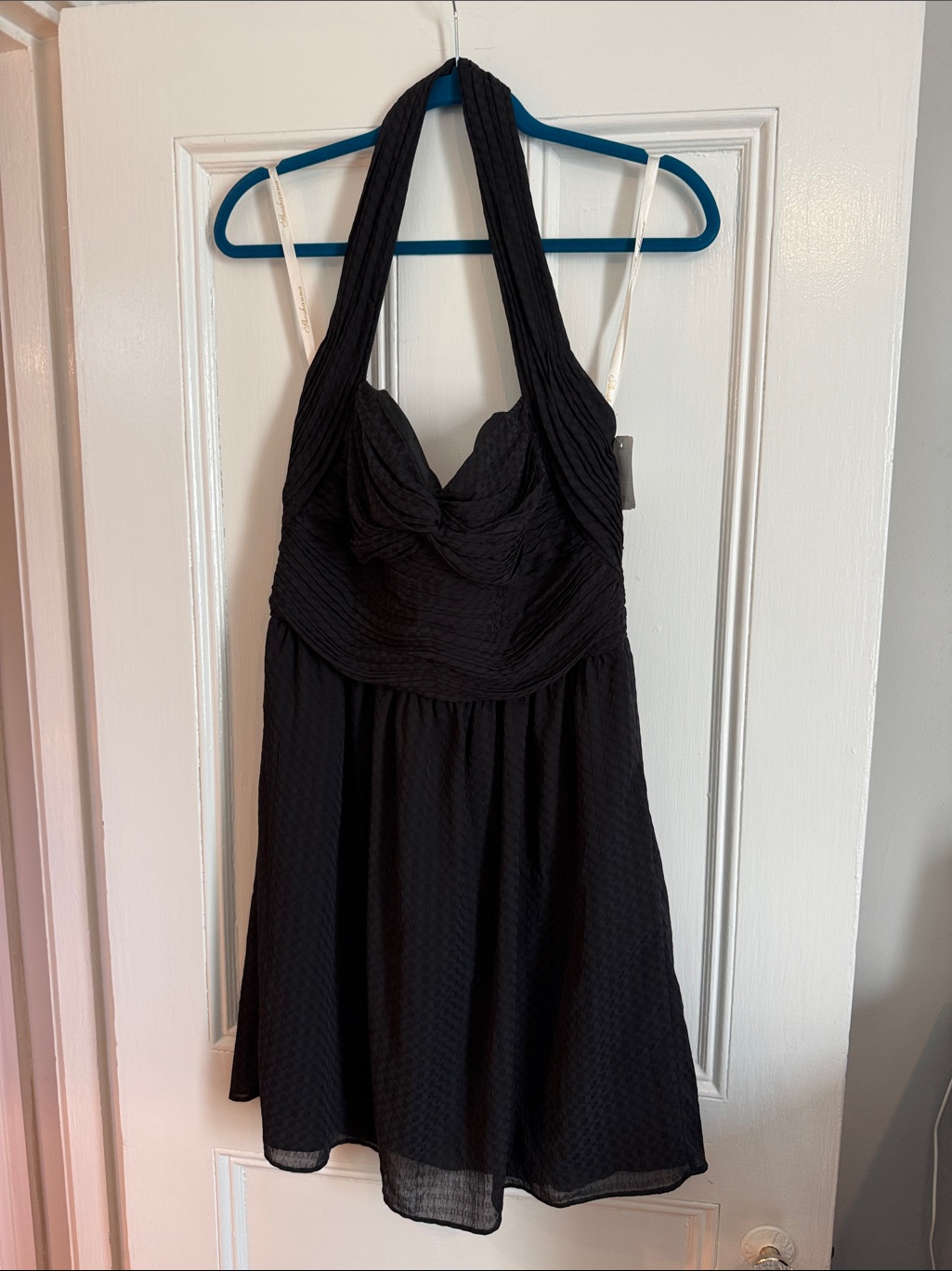 Shoshanna Black Halter Babydoll Dress Size 10, Swiss Dot, Nwt